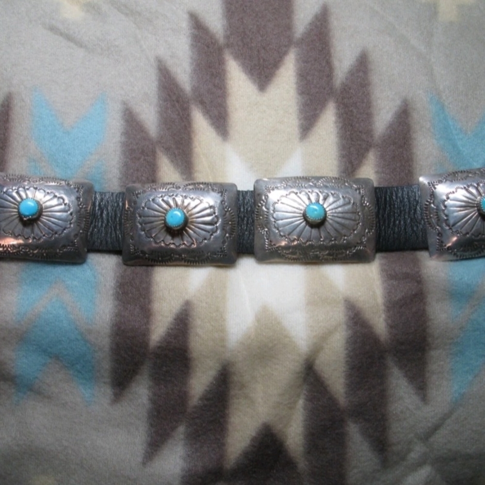 Sterling & Turquoise Concho Belt - Picture 9 of 13
